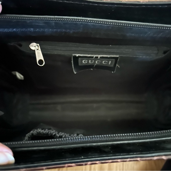 Brown Ombré Double Handle Croc Patent Handbag - Picture 5 of 10